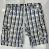 Lee Checked Cargo Shorts - 38W 11L Blue Cotton