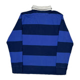Age 14-16 Ralph Lauren Striped Rugby Shirt - Large Blue Cotton