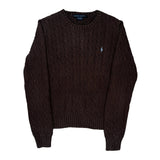 Ralph Lauren Cable Knit Sweater - Large Brown Cotton