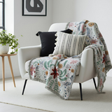 Anycozy Faux Cashmere Throw Blanket – Floral Sofa Cover with Tassels, Soft Home Decor Accent