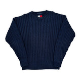 Tommy Hilfiger Cable Knit Sweater - Medium Navy Cotton