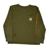 Age 8-10 Carhartt Long Sleeve T-Shirt - Small Green Cotton