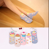 Anyfootwear 5 Pairs One Size 5-9 Multicolor Cake Summer Invisible Female Fashion Casual Cute Cartoon Short Cotton Ladies Dropship