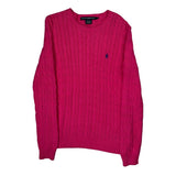 Ralph Lauren Sport Cable Knit Sweater - Large Pink Cotton