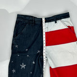 American Flag Qruel Graphic Denim Shorts - 40W 13L Blue Cotton