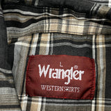 Wrangler Checked Short Sleeve Shirt - Large Black Cotton
