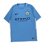 Manchester City 2017/18 Home Nike Football Football Shirt - Medium Blue Polyester