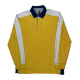 Tommy Hilfiger Striped Long Sleeve Polo Shirt - XL Blue Cotton