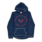 True Religion Graphic Hoodie - Large Blue Cotton