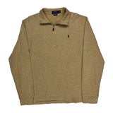 Polo By Ralph Lauren 1/4 Zip - Large Beige Cotton