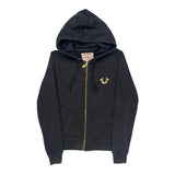 Buddha Playing Guitar Graphic True Religion Graphic Full Zip Hoodie - Medium Black Cotton