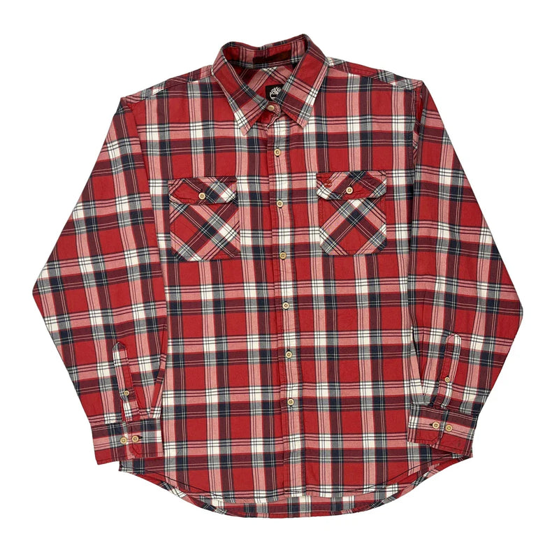 Timberland Checked Flannel Shirt - Large Red Cotton