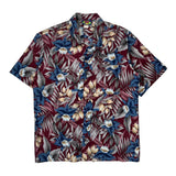 Hawaii Blues Floral Hawaiian Shirt - Large Multicoloured Cotton