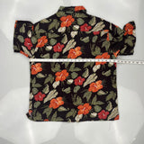 Haggar Floral Hawaiian Shirt - Large Black Cotton