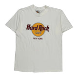 Single Stitch New York Hard Rock Cafe Graphic T-Shirt - Large White Cotton