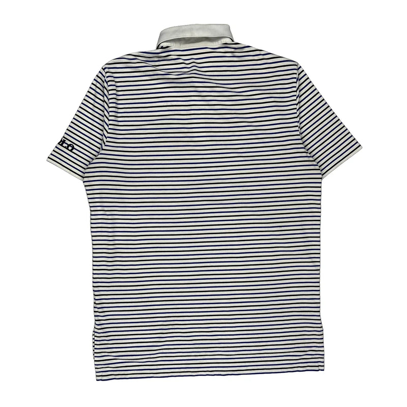Ralph Lauren Striped Polo Shirt - Large Blue Cotton