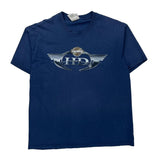 Harley Davidson Graphic T-Shirt - Large Blue Cotton