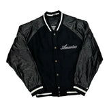 American Flag Steve & Barry Graphic Varsity Jacket - Medium Gray Leather