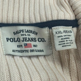 Ralph Lauren Ribbed Knit Zip Up - 2XL Cream Cotton