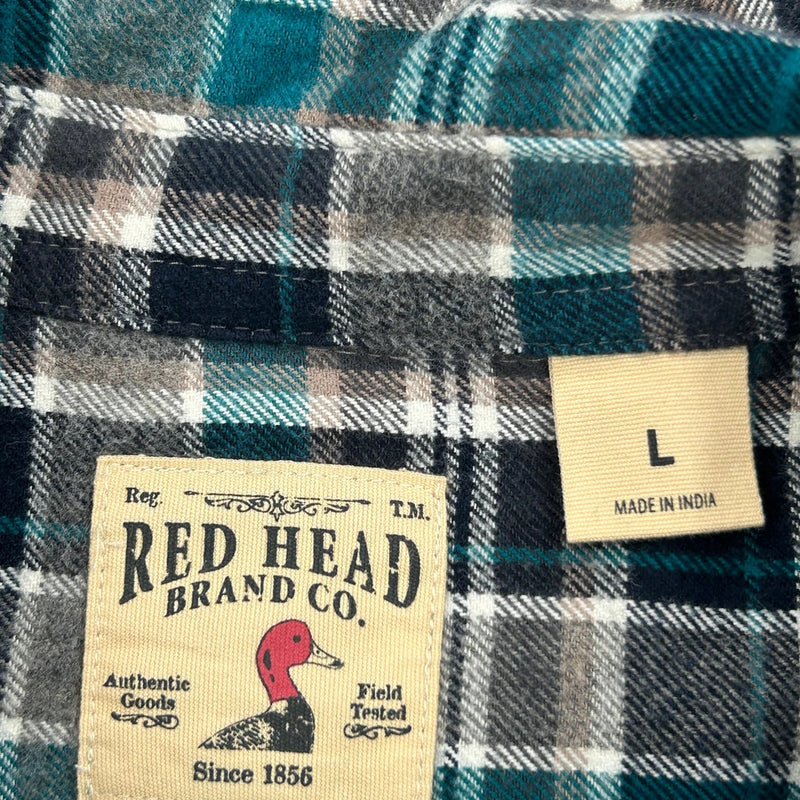 Red Head Checked Flannel Shirt - Large Multicoloured Cotton