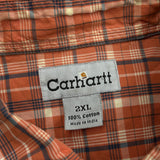 Vintage Carhartt Checked Short Sleeve Shirt - 2XL Orange Cotton