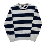 Tommy Hilfiger Striped Sweater - Medium Navy Cotton