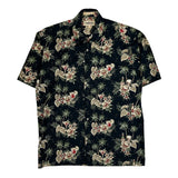 Campia Moda Floral Hawaiian Shirt - Medium Black Cotton