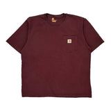 Carhartt T-Shirt - Large Burgundy Cotton