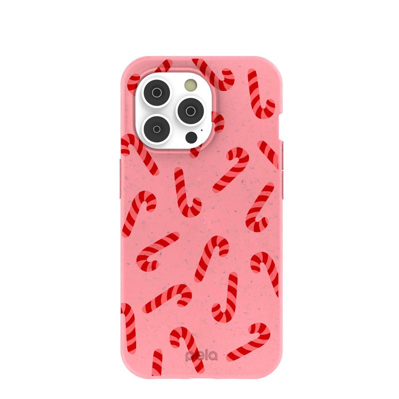 Bubblegum Pink Candy Cane Chaos iPhone 14 Pro Case