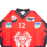 OCHSNER #12 Swiss Ice Hockey Boys Jersey Red 3/4 Sleeve V-Neck M