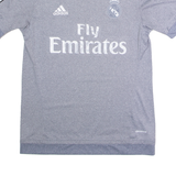 ADIDAS 2015/16 Real Madrid Away Mens Football Shirt Jersey Grey Crew Neck S