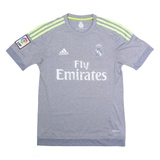 ADIDAS 2015/16 Real Madrid Away Mens Football Shirt Jersey Grey Crew Neck S