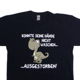 GILDAN German Dinosaur Mens T-Shirt Black Crew Neck XL