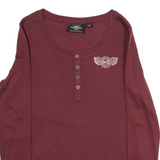 HARLEY DAVIDSON Womens T-Shirt Maroon Long Sleeve S