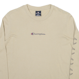 CHAMPION Mens T-Shirt Beige Long Sleeve XS