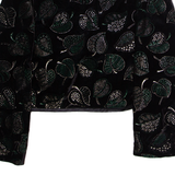 SIXTH SENSE Leaf Print Womens Blazer Jacket Black Velvet Viscose 90s UK 12