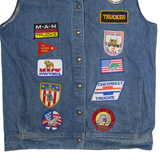 LOUIS LONDON Customised Trucker Patch Womens Denim Waistcoat Blue 80s USA XL