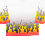 JERSEY53 Flames Sun Mens Jersey White 3/4 Sleeve V-Neck S