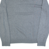TOMMY HILFIGER Mens Jumper Grey V-Neck Tight Knit L
