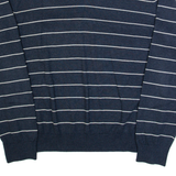 TOMMY HILFIGER Mens Patterned Jumper Blue Striped Tight Knit 2XL