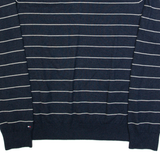 TOMMY HILFIGER Mens Patterned Jumper Blue Striped Tight Knit 2XL