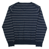 TOMMY HILFIGER Mens Patterned Jumper Blue Striped Tight Knit 2XL