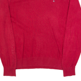 TOMMY HILFIGER Mens Jumper Red V-Neck Tight Knit S