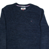 TOMMY HILFIGER Mens Jumper Blue Open Knit S