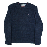 TOMMY HILFIGER Mens Jumper Blue Open Knit S