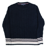 TOMMY HILFIGER Womens Jumper Blue Cable Knit XL