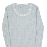 TOMMY HILFIGER Womens Jumper Grey Cable Knit XS