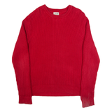 LL BEAN Mens Jumper Red Chunky Knit L