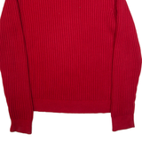 LL BEAN Mens Jumper Red Chunky Knit L