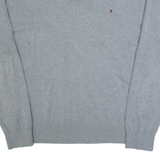 TOMMY HILFIGER Mens Jumper Grey V-Neck Tight Knit 2XL
